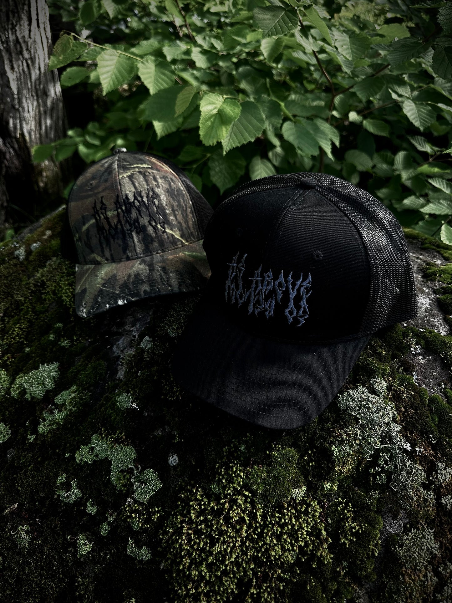 AS ABOVE SO BELOW Gothic Embroidered All Black Trucker Hat