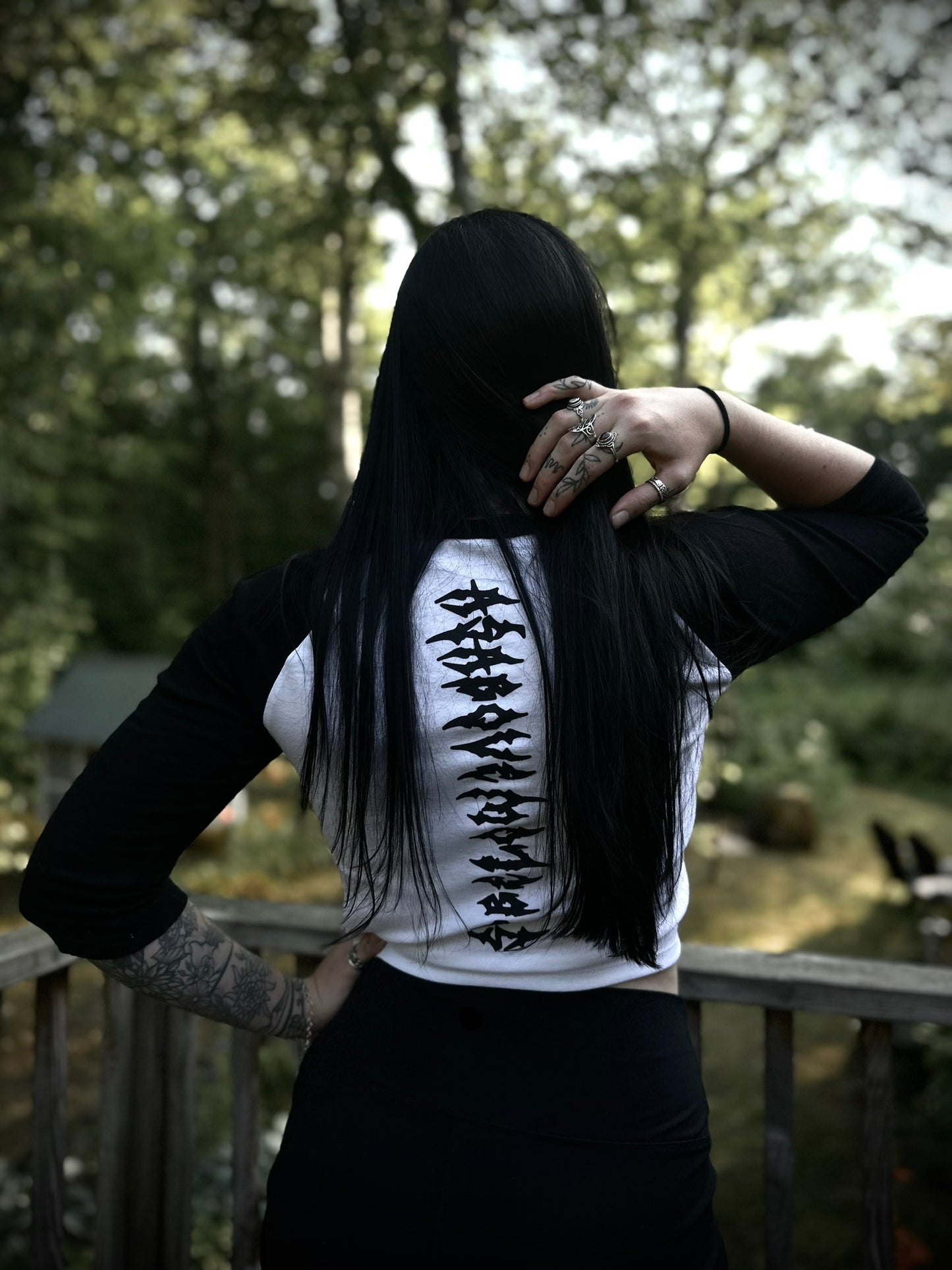 AS ABOVE SO BELOW Quarter Sleeve Gothic Spine Crop Top