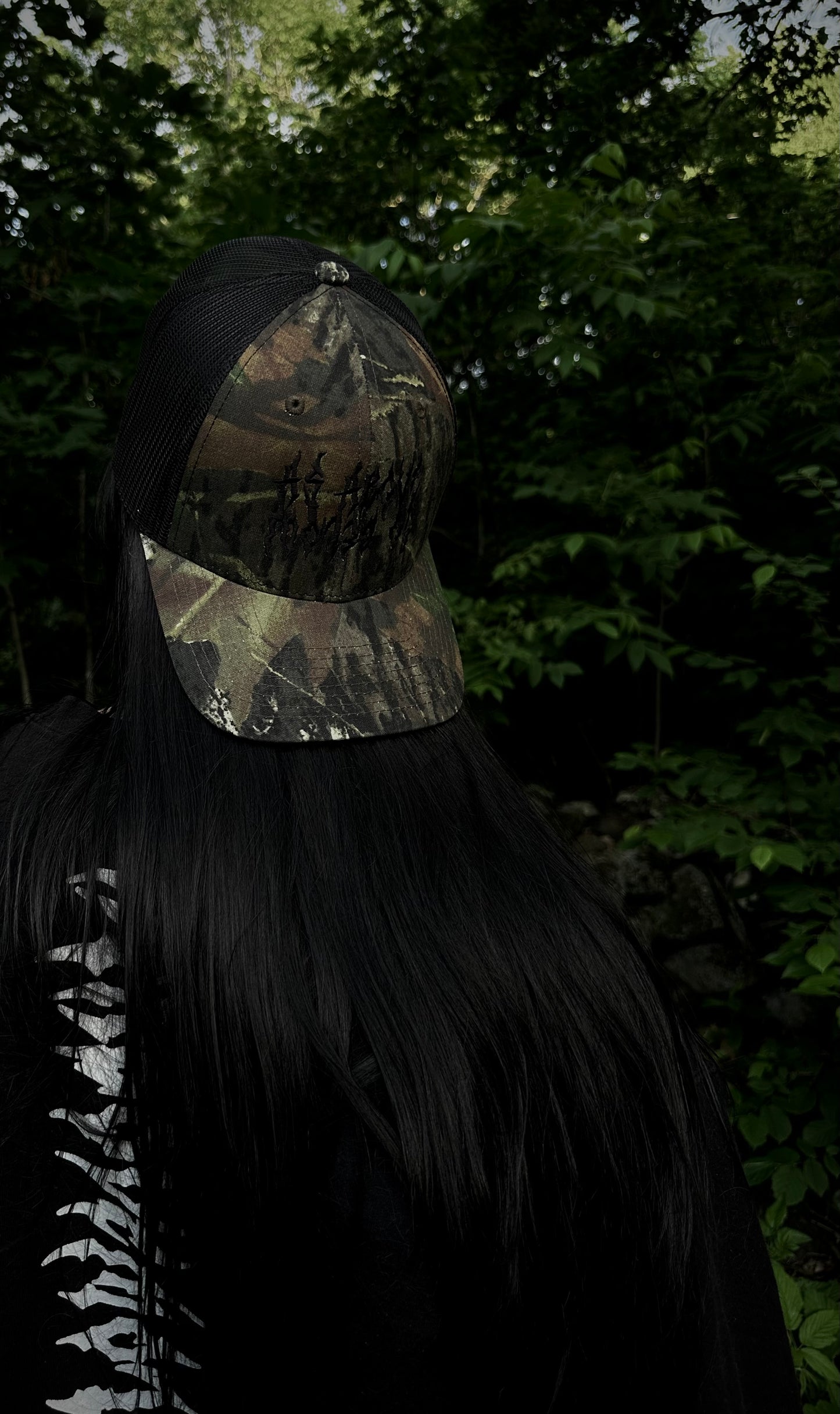 AS ABOVE SO BELOW Gothic Embroidered Camouflage Trucker Hat