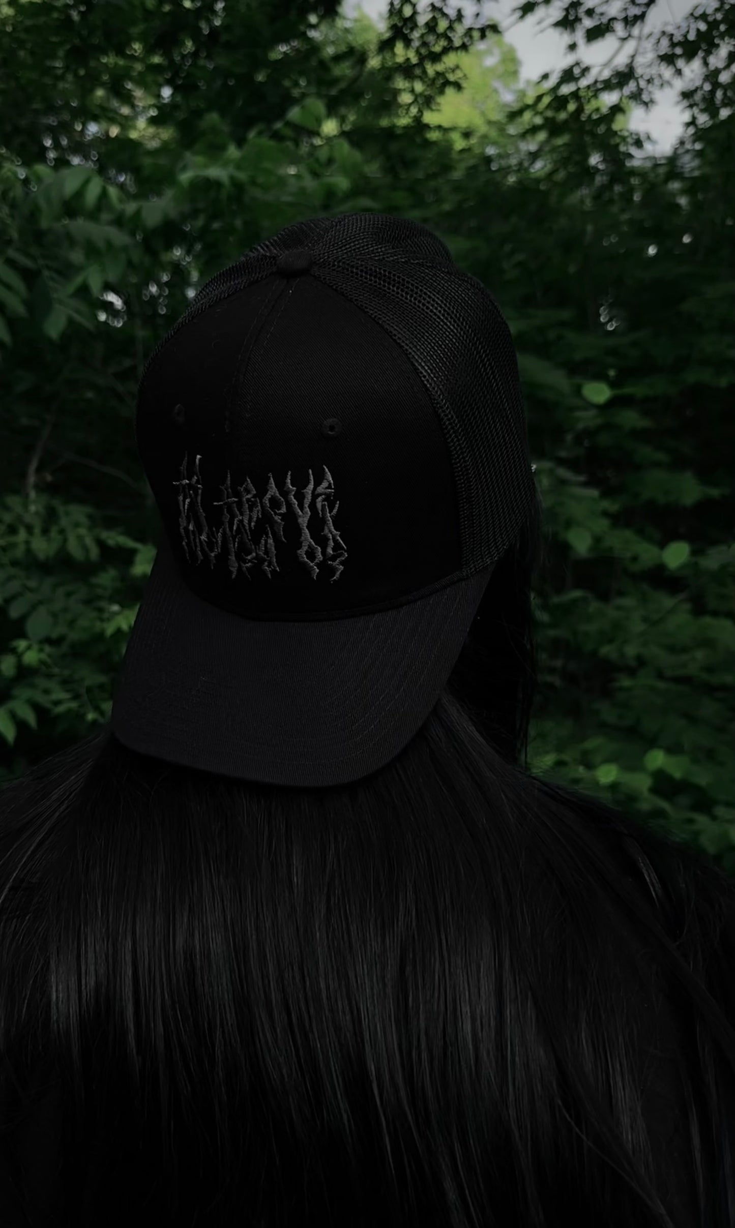 AS ABOVE SO BELOW Gothic Embroidered All Black Trucker Hat