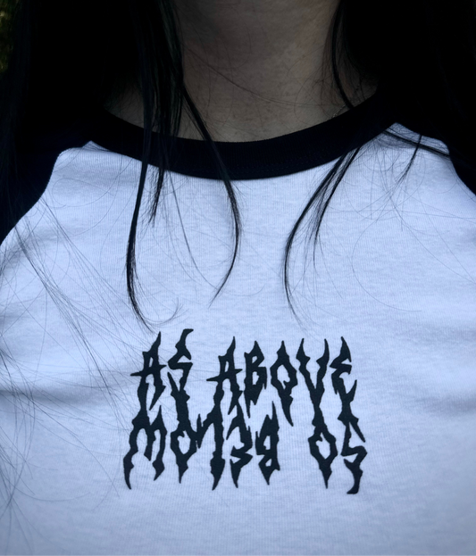 AS ABOVE SO BELOW Quarter Sleeve Gothic Spine Crop Top