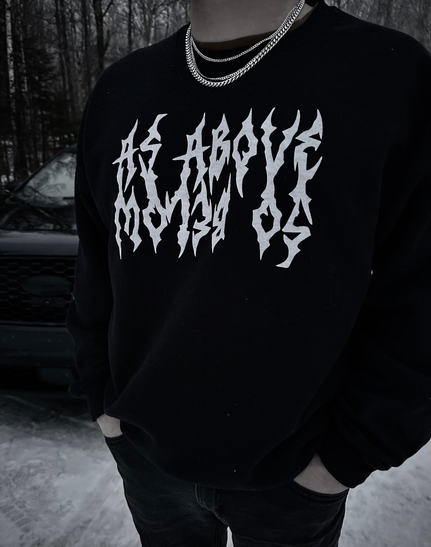 AS ABOVE SO BELOW Gothic Skeletal Spine Crew Neck Sweatshirt