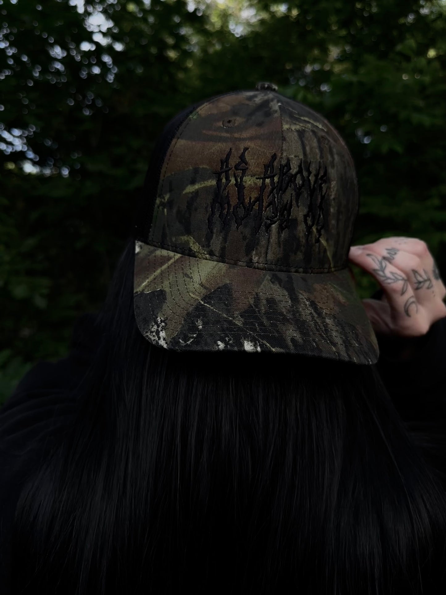 AS ABOVE SO BELOW Gothic Embroidered Camouflage Trucker Hat