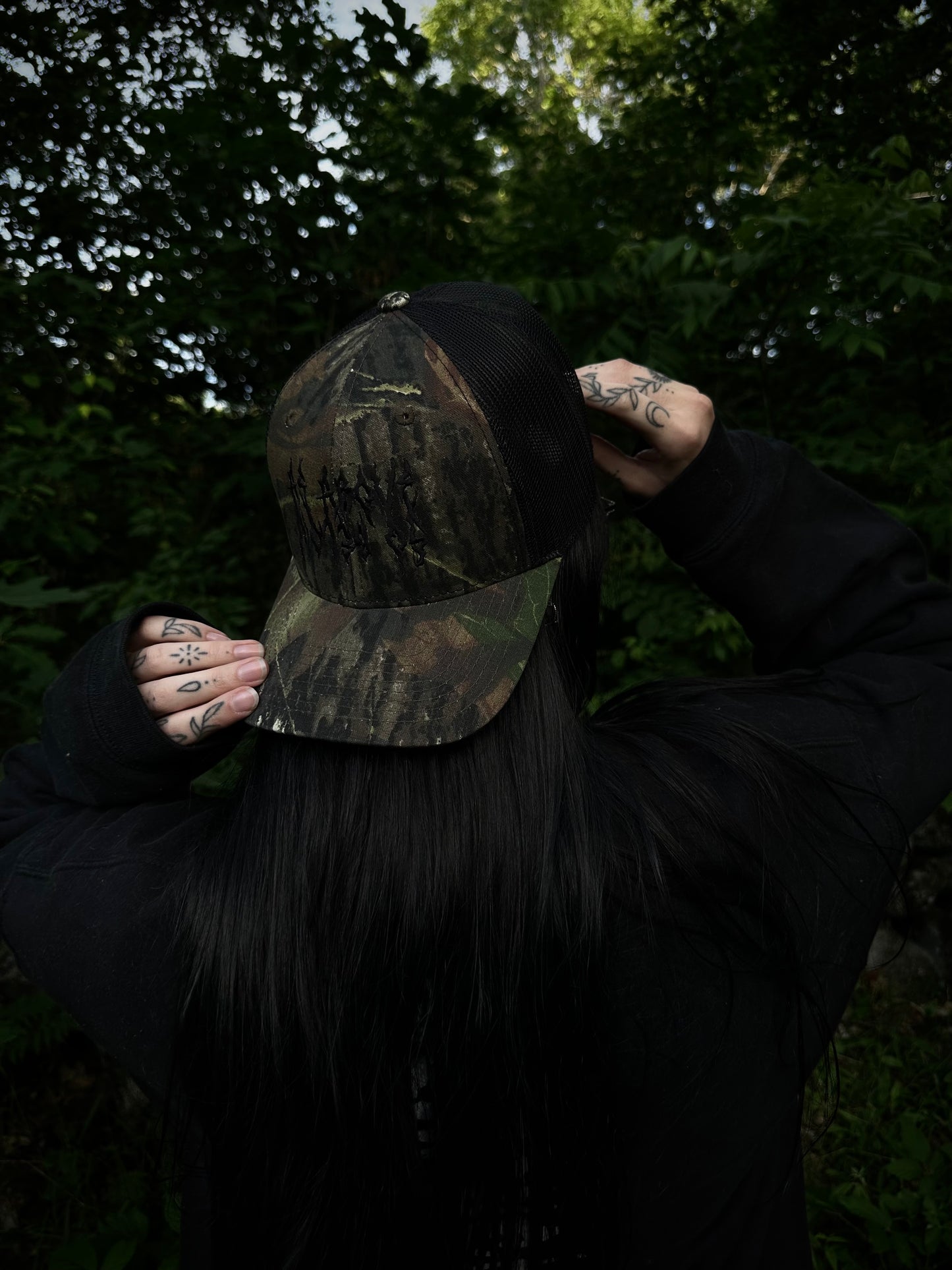 AS ABOVE SO BELOW Gothic Embroidered Camouflage Trucker Hat